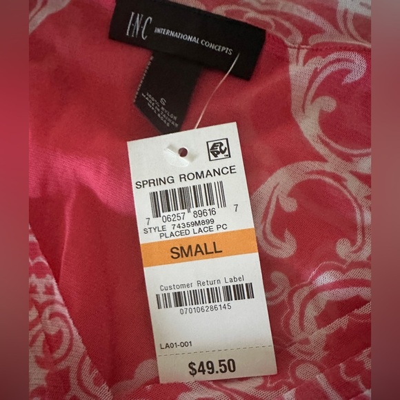INC international concepts floral spring romance pink top NWT size small - Picture 2 of 2